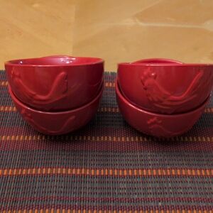 Red Ceramic Bowls Set